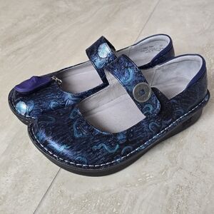 Alegria Paloma Blue Metallic Womens Size 6.5/ 37 Comfort Mary Janes Shoes